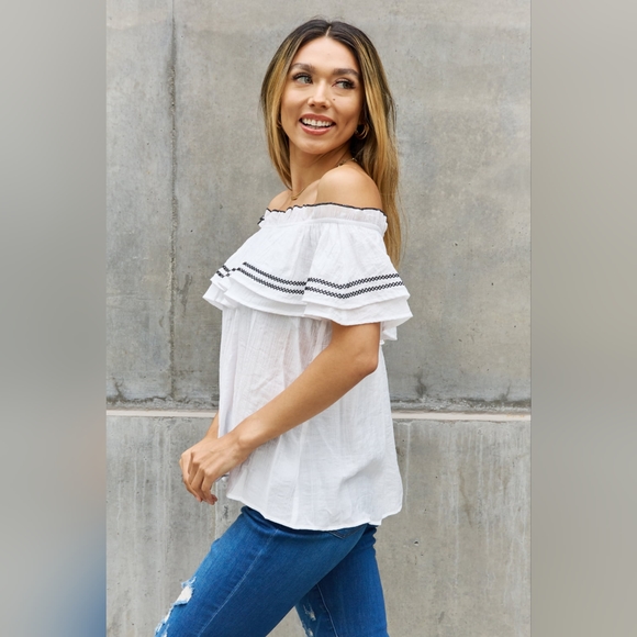 ODDI Designer Full Size Off The Shoulder Ruffle Blouse SALE!! 20% OFF - Picture 6 of 11